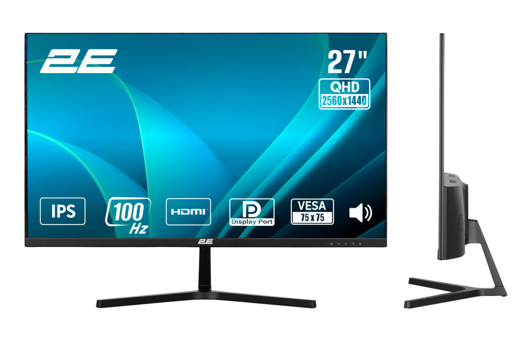 Monitor 2E 27″ H2725B HDMI, DP, MM, IPS, 2560×1440, 100Hz, FreeSync