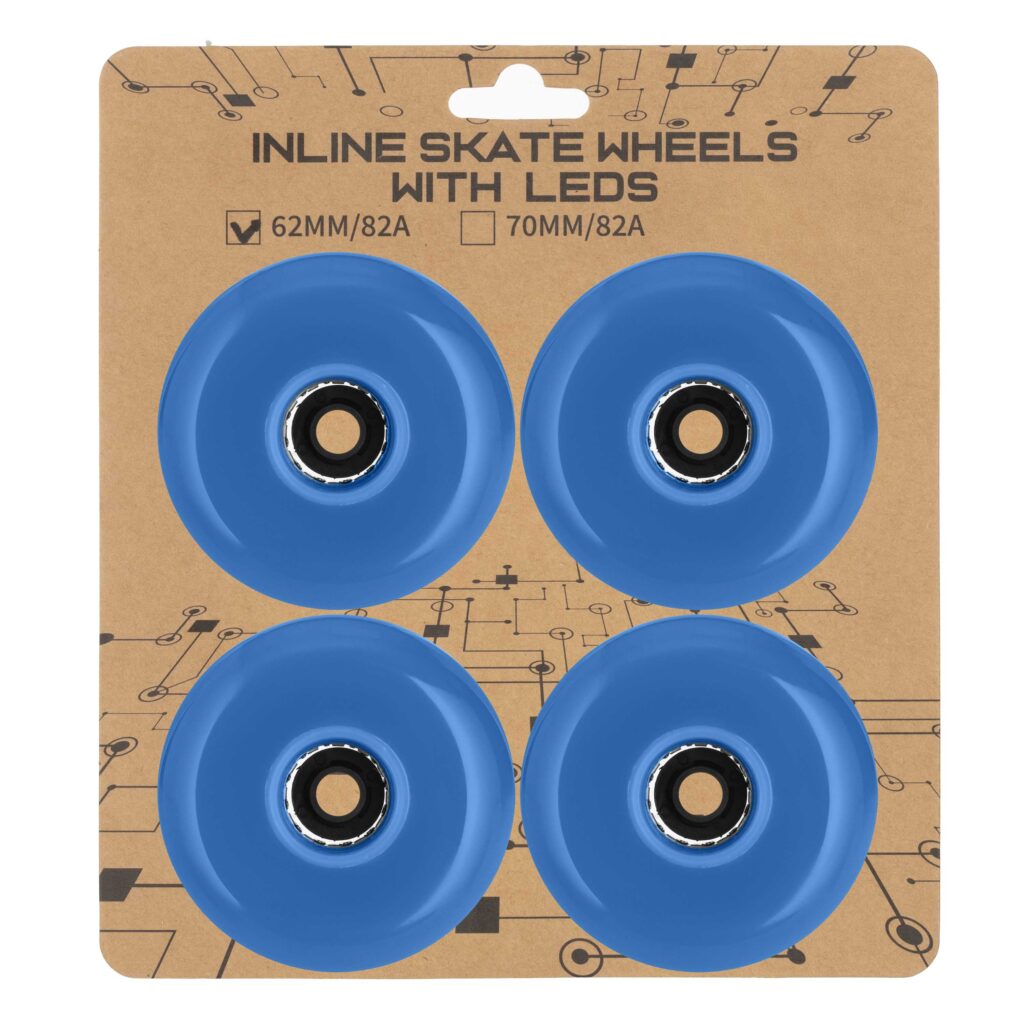 Set of wheels 2Е for skates 62*24мм, LED, 4 pcs, blue