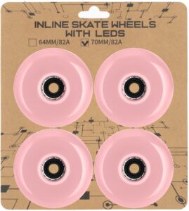 Set of wheels 2Е for skates 70*24мм, LED, 4 pcs, pink