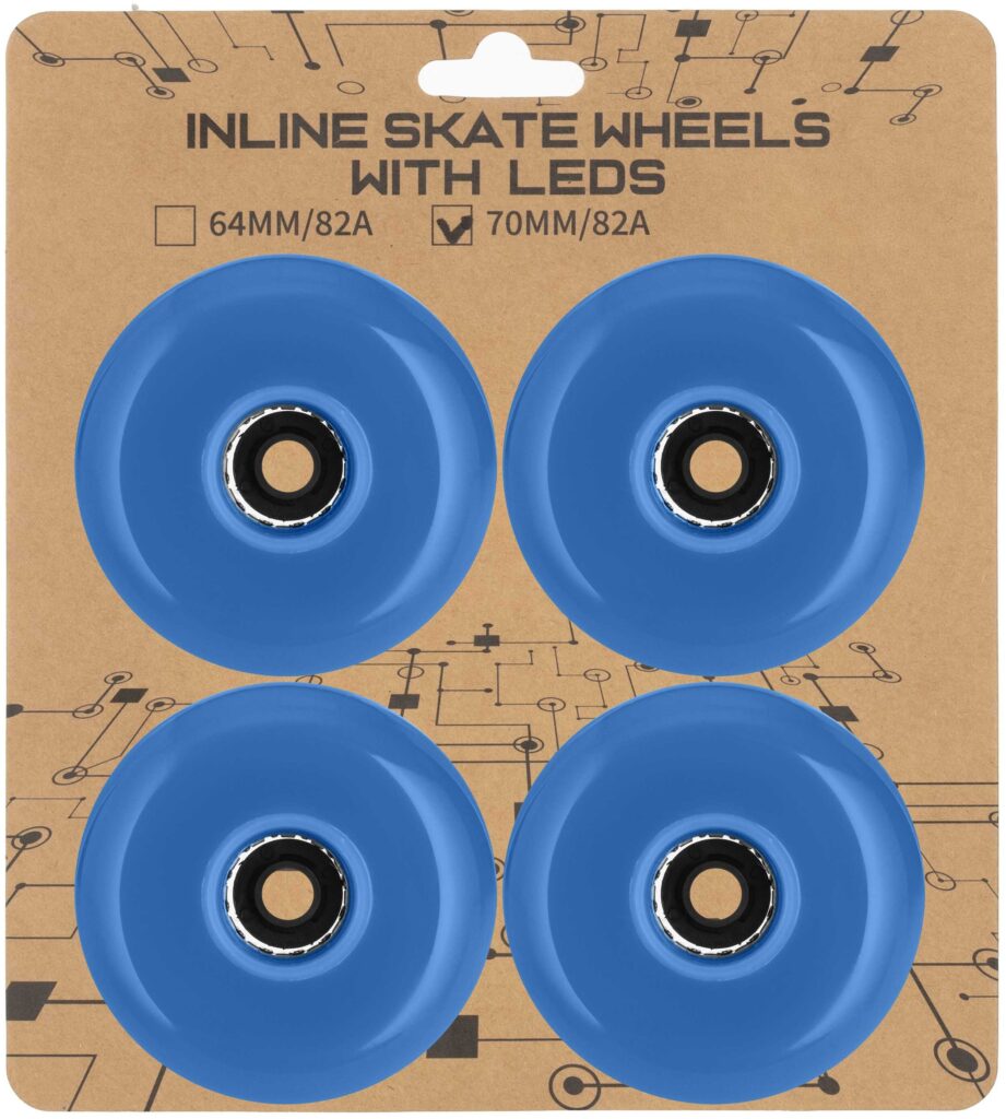 Set of wheels 2Е for skates 70*24мм, LED, 4 pcs, blue