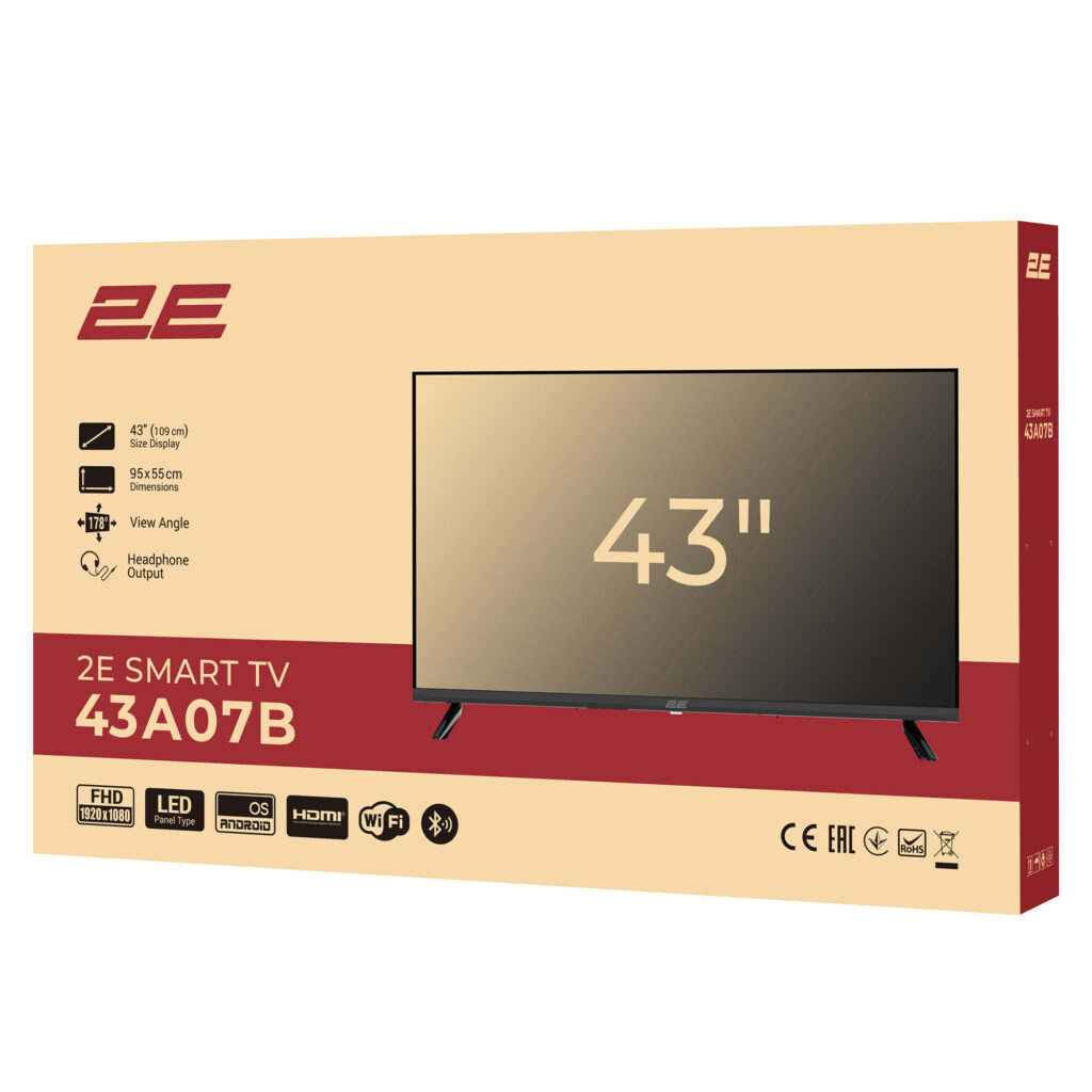 Телевизор 43″ 2E LED FHD 60Hz Smart Android Black
