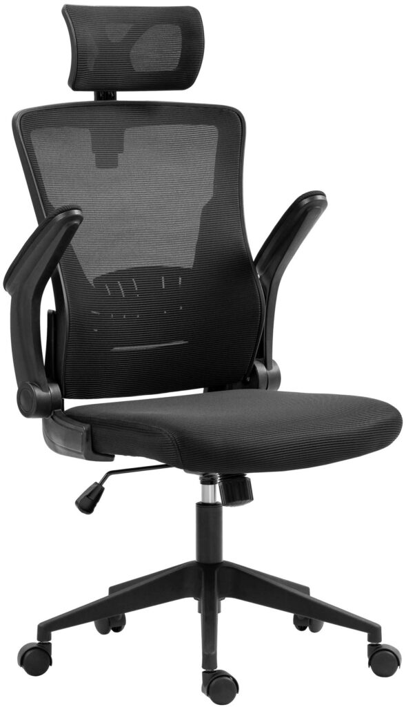 2E Office Chair OC130, fabric, lift-up armrests, headrest, black