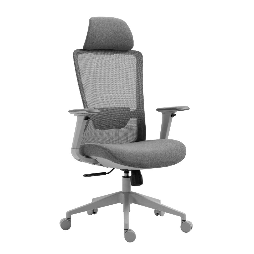 2E Office Chair OC150, fabric, 4D armrests, headrest, gray