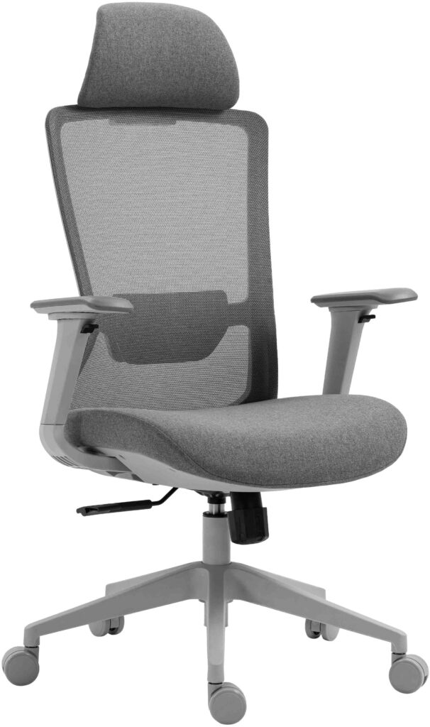 2E Office Chair OC150, fabric, 4D armrests, headrest, gray