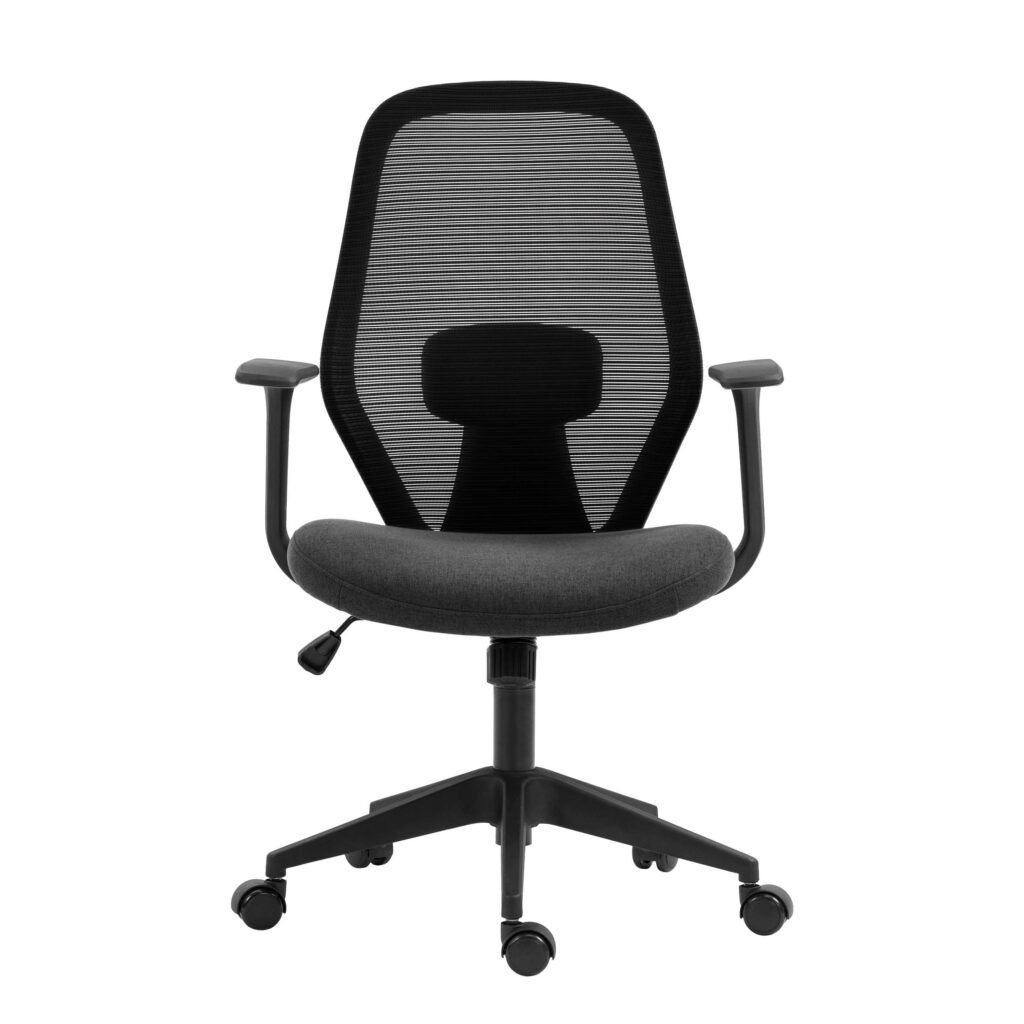 Кресло 2E OFFICE OC110, ткань, фиксированные подлокотники, черный
