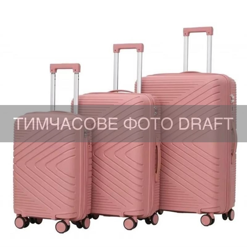 2E Suitcase set 3in1, M6993, polypropylene, (L+M+S), lock (not TSA), 4 wheels, rose gold