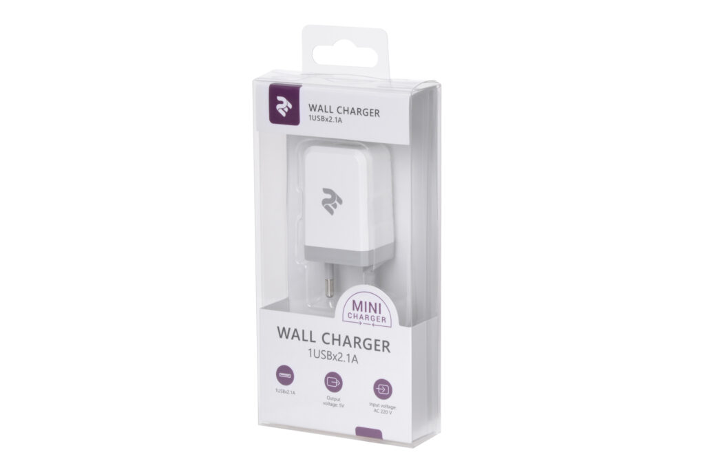 2E Wall Charger USBx2.1A, white