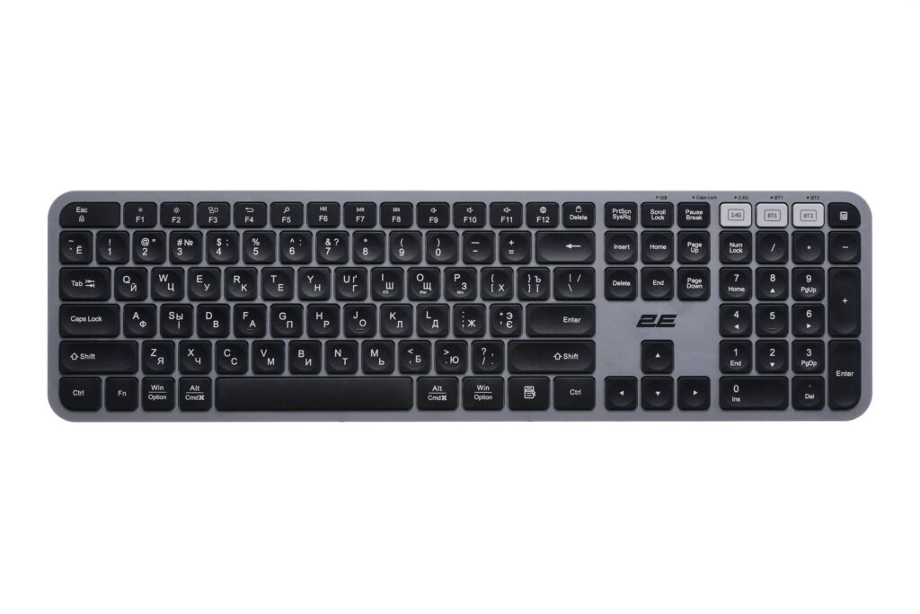 2E Keyboard membrane KS240 110key, WL/BT, EN/UK/RU, grey-black