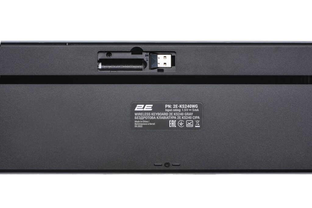 2E Keyboard membrane KS240 110key, WL/BT, EN/UK/RU, grey-black