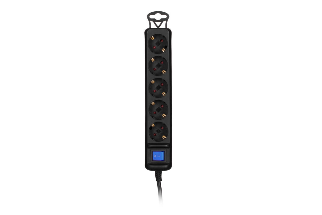 2E power strip 5XSchuko switch, 3G*0.75mm2, 5m, Black