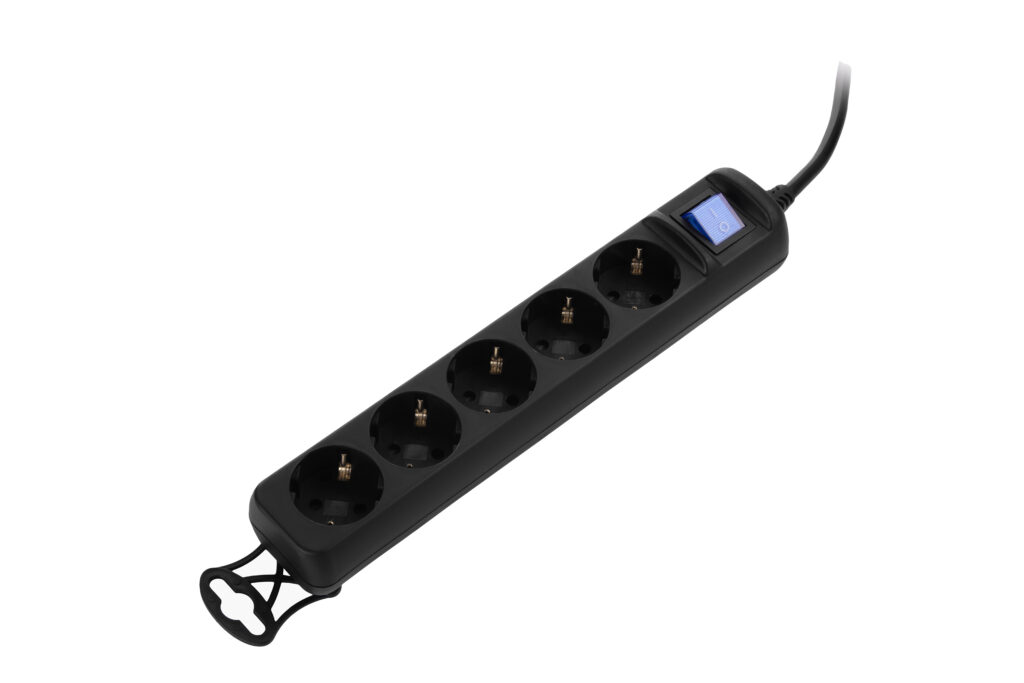 2E power strip 5XSchuko switch, 3G*0.75mm2, 5m, Black