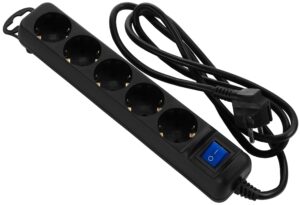 2E power strip 5XSchuko switch, 3G*0.75mm2, 3m, Black