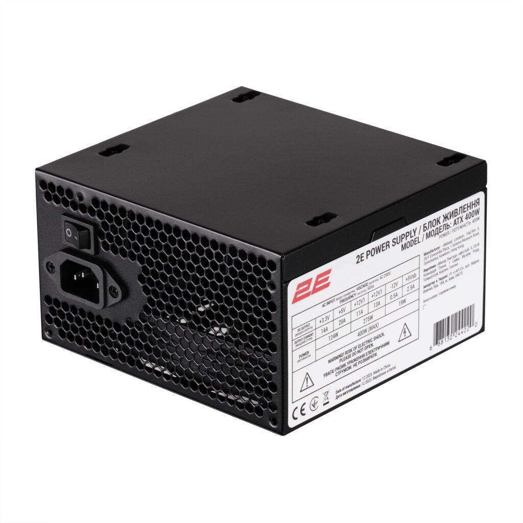 PC case 2E Credo V200B-400 with PSU 2E ATX400, 2xUSB3.0, 1x80mm, VGA 250mm, mATX, Black
