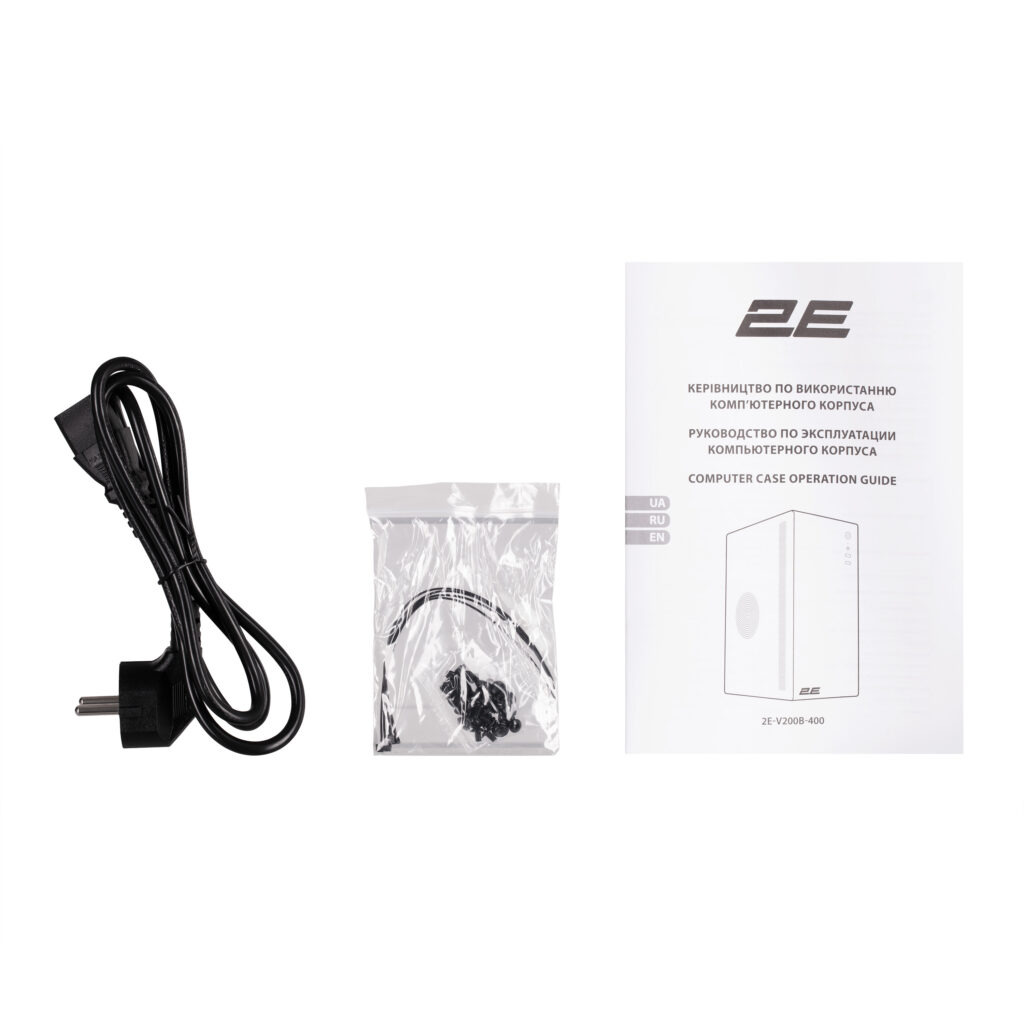 PC case 2E Credo V200B-400 with PSU 2E ATX400, 2xUSB3.0, 1x80mm, VGA 250mm, mATX, Black