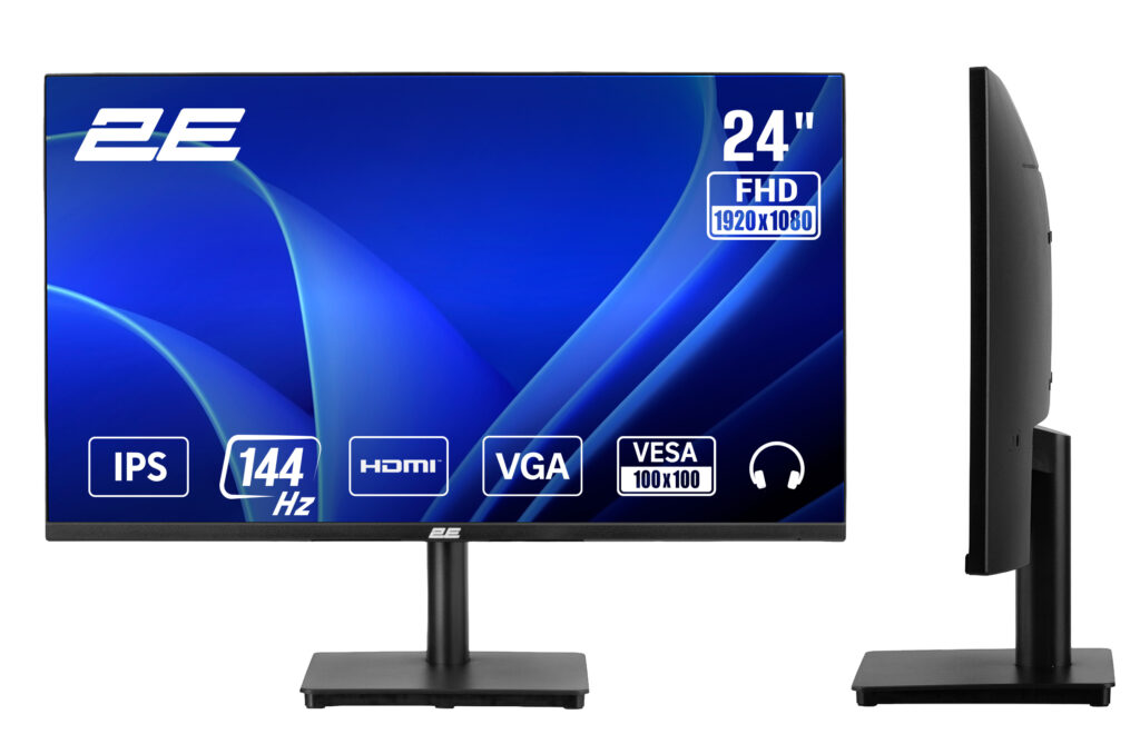 Монитор 2E 23.8″ C2426B D-Sub, HDMI, IPS, 144Hz, FreeSync
