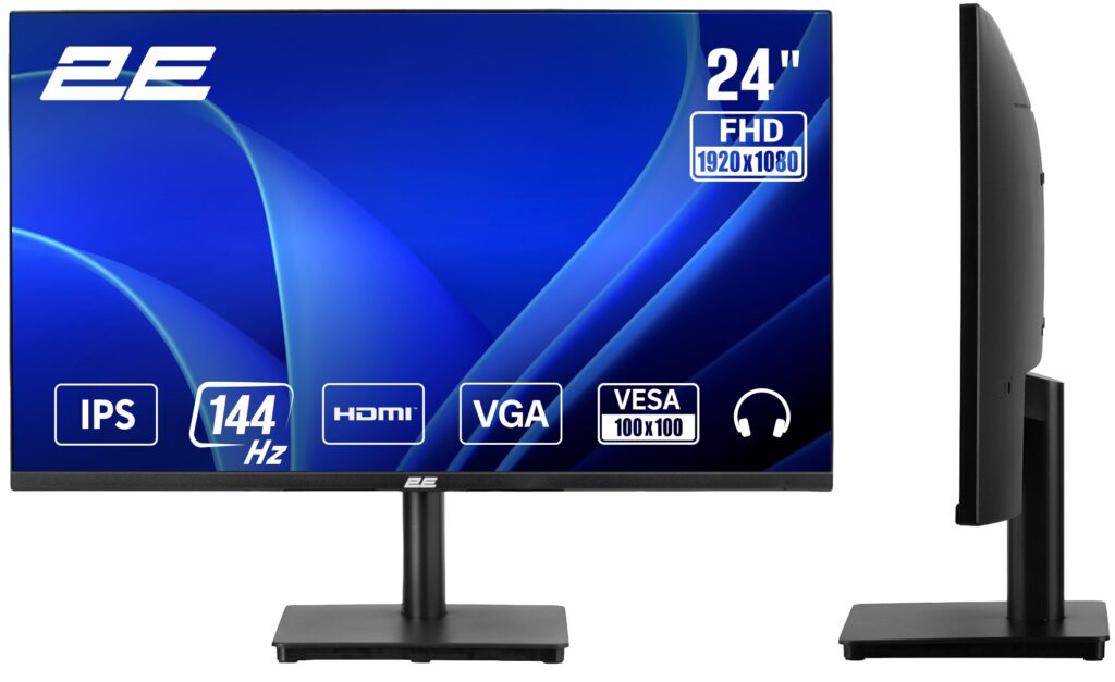 Монитор 2E 23.8″ C2426B D-Sub, HDMI, IPS, 144Hz, FreeSync
